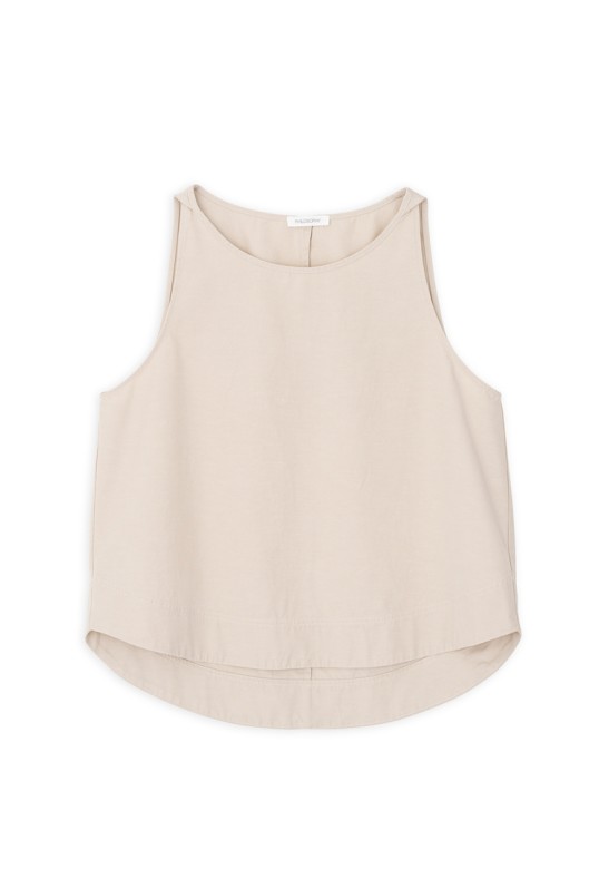COTTON LYOCELL CROPPED TOP LIGHT BEIGE