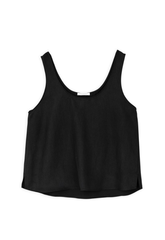 TENCEL CROPPED TOP OFF BLACK
