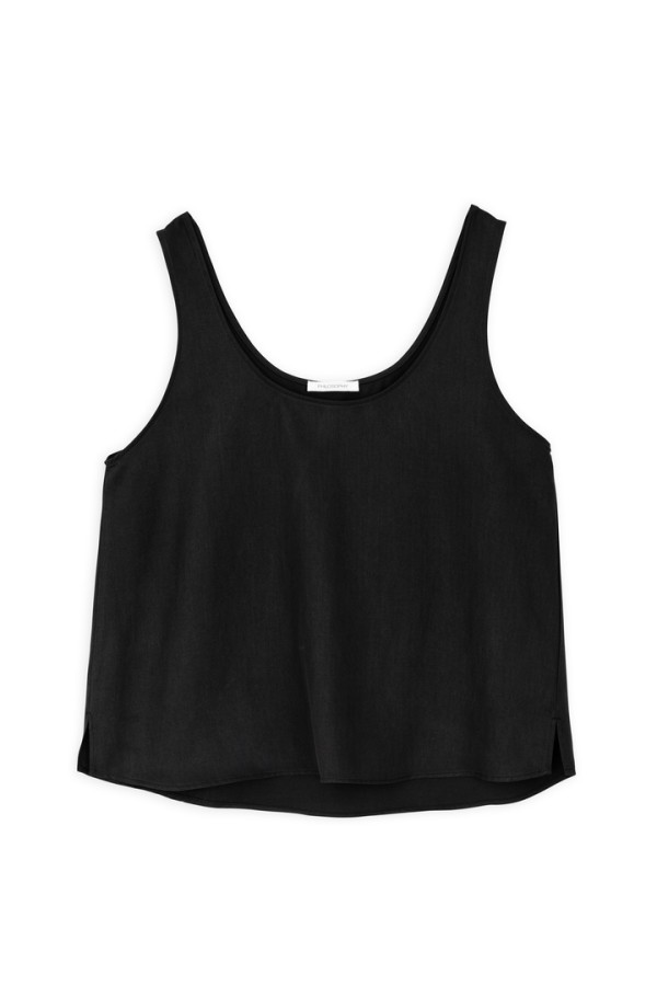 TENCEL CROPPED TOP OFF BLACK