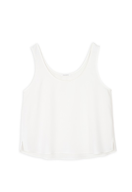TENCEL CROPPED TOP OFF WHITE