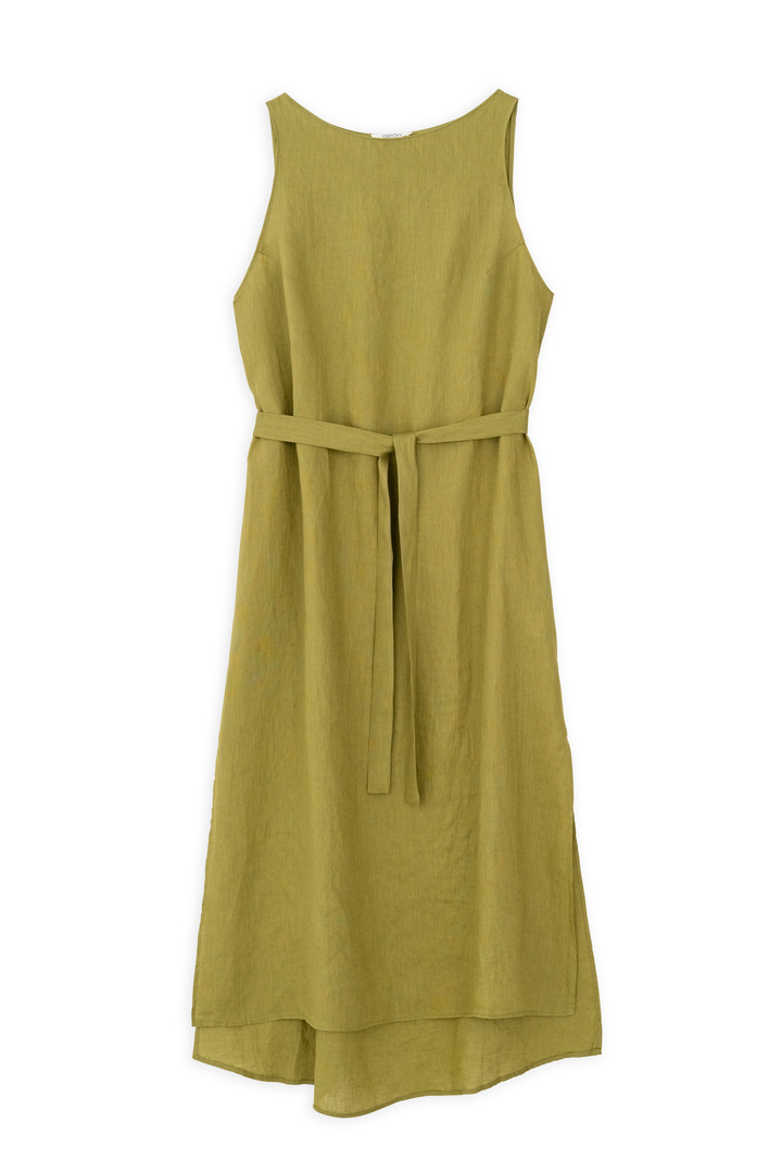 LINEN SLEEVELESS DRESS GREEN