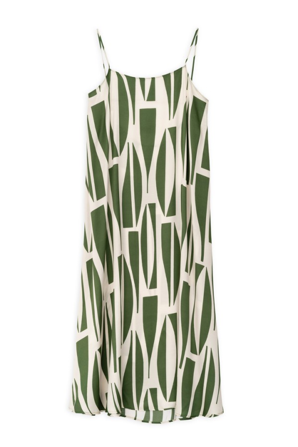 SATIN PRINT CAMISOLE DRESS GREEN