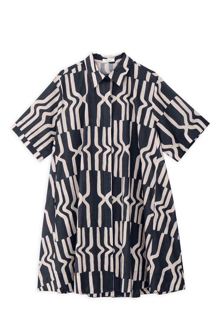 VOILE PRINT MINI DRESS BLUE