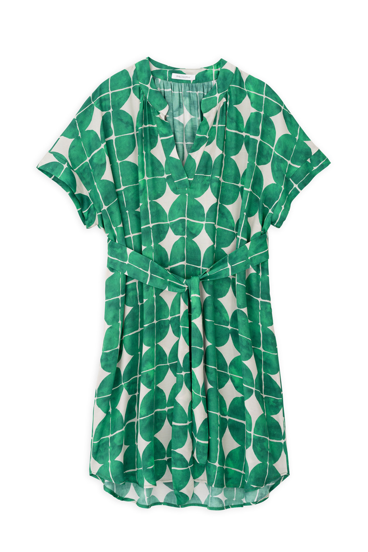 SATIN PRINT OVERSIZED MINI DRESS GREEN