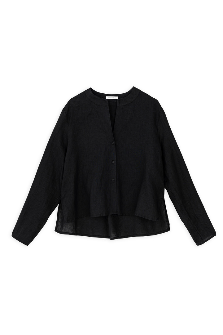 LINEN CROPPED SHIRT BLACK