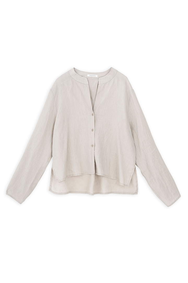 LINEN CROPPED SHIRT LIGHT BEIGE