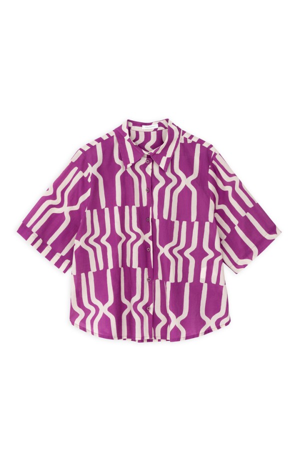 VOILE PRINT CROPPED SHIRT MAUVE