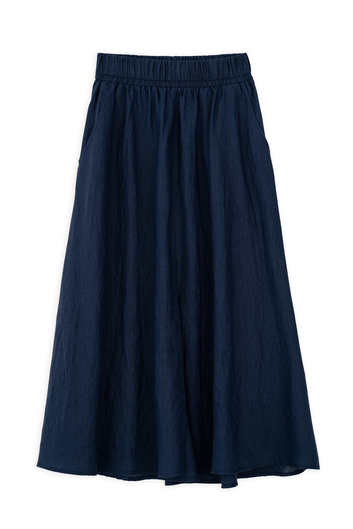 LINEN SKIRT DARK BLUE