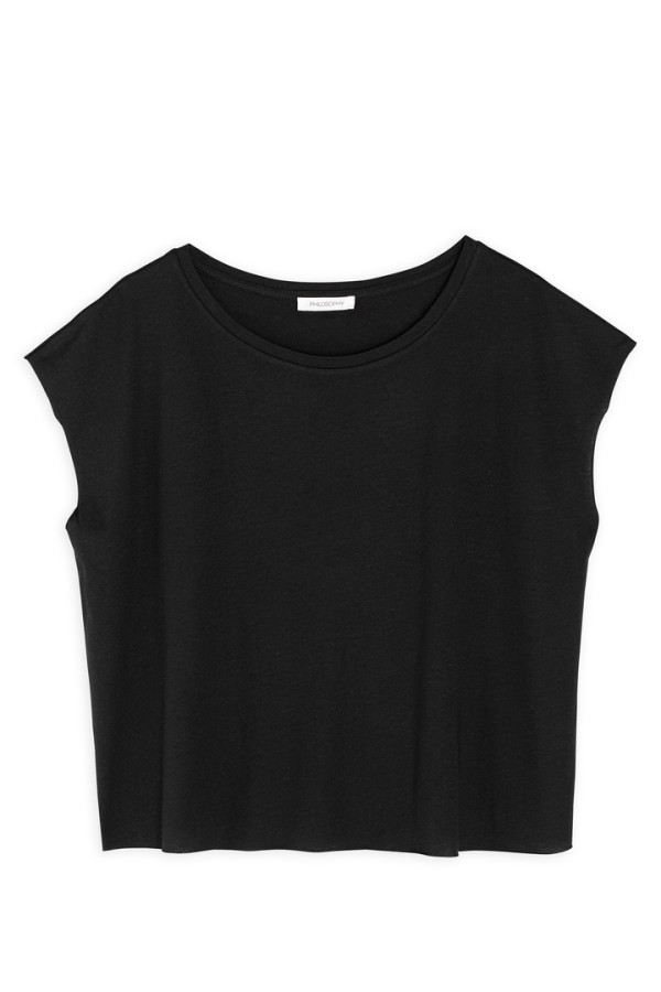 ORGANIC JERSEY CROPPED TOP BLACK