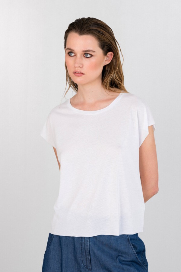 ORGANIC JERSEY CROPPED TOP WHITE