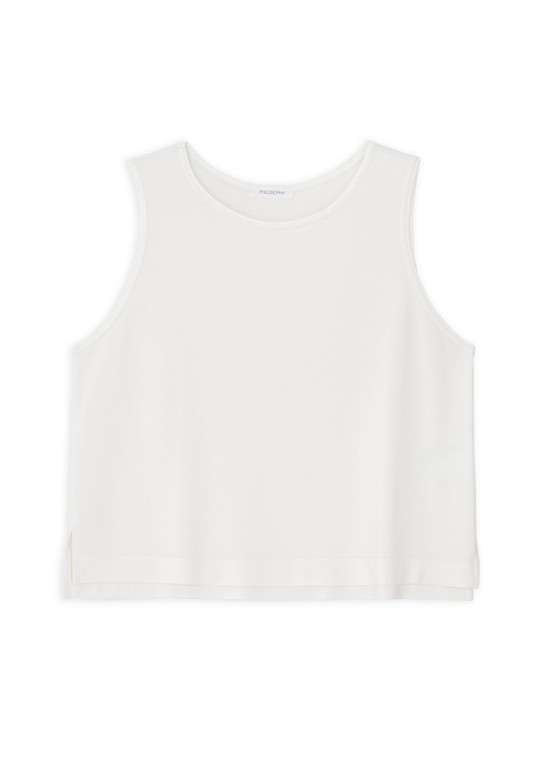 BASIC CUPRO SLEEVELESS CROPPED TOP OFF WHITE