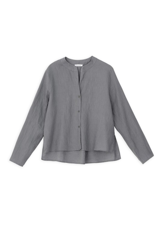LINEN CROPPED SHIRT GREY