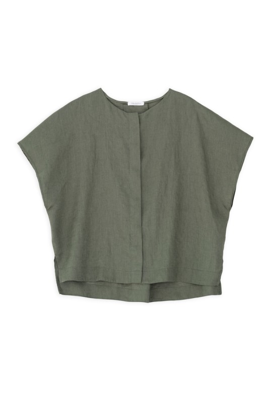 LINEN LOOSE SHIRT GREEN