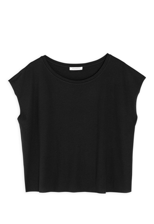 ORGANIC JERSEY CROPPED TOP BLACK