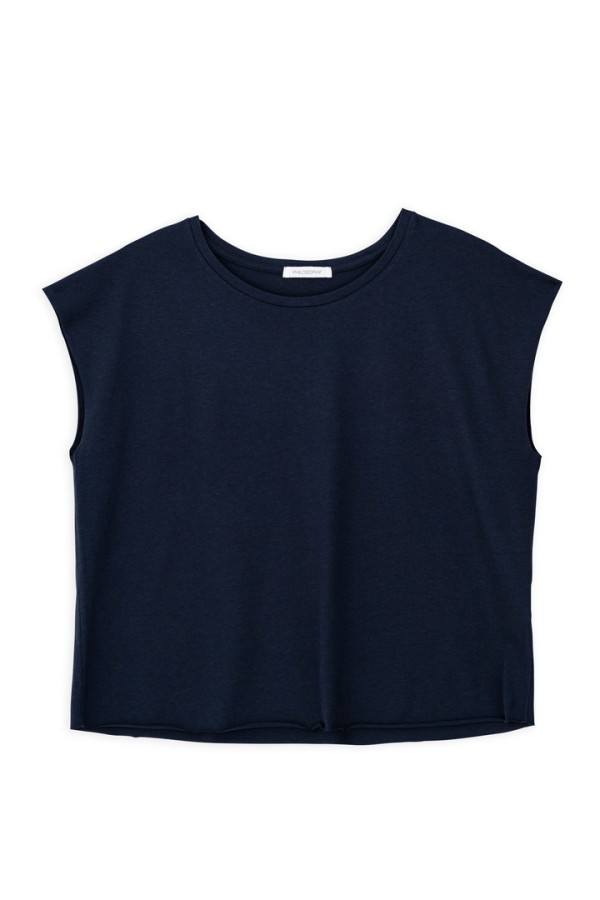 ORGANIC JERSEY CROPPED TOP DARK BLUE