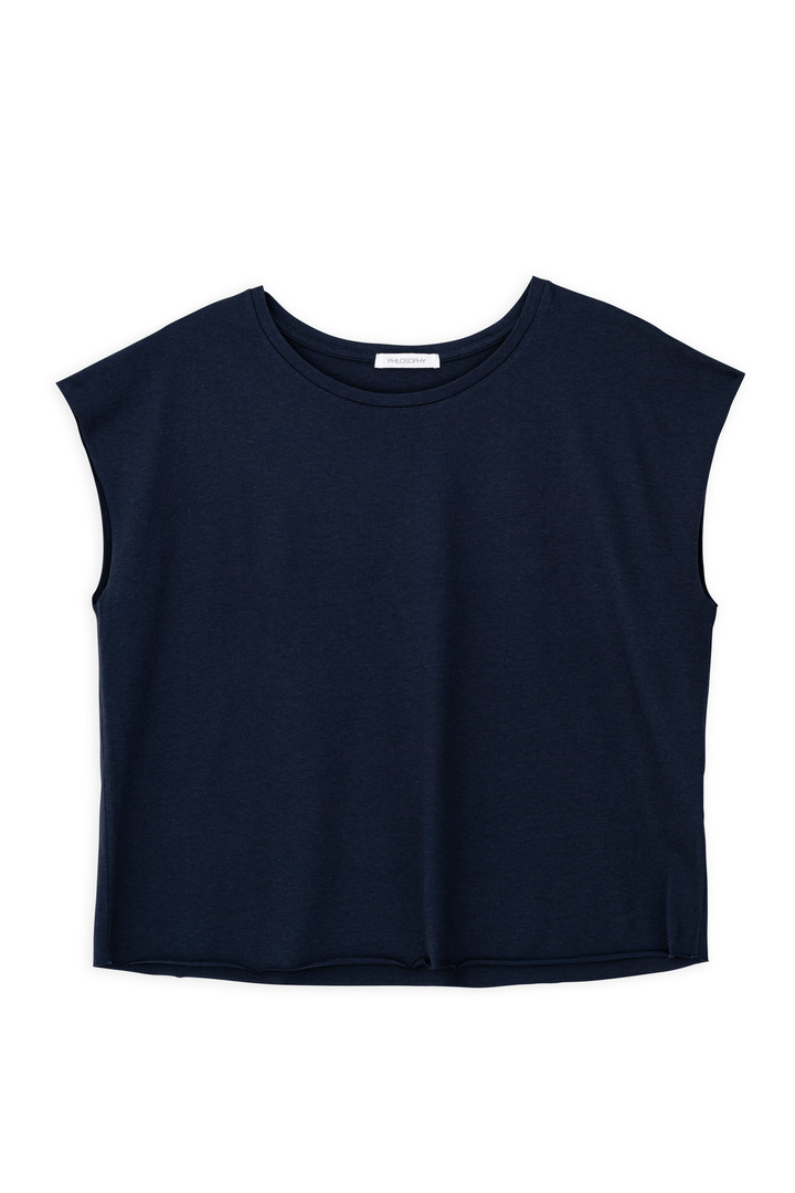ORGANIC JERSEY CROPPED TOP DARK BLUE