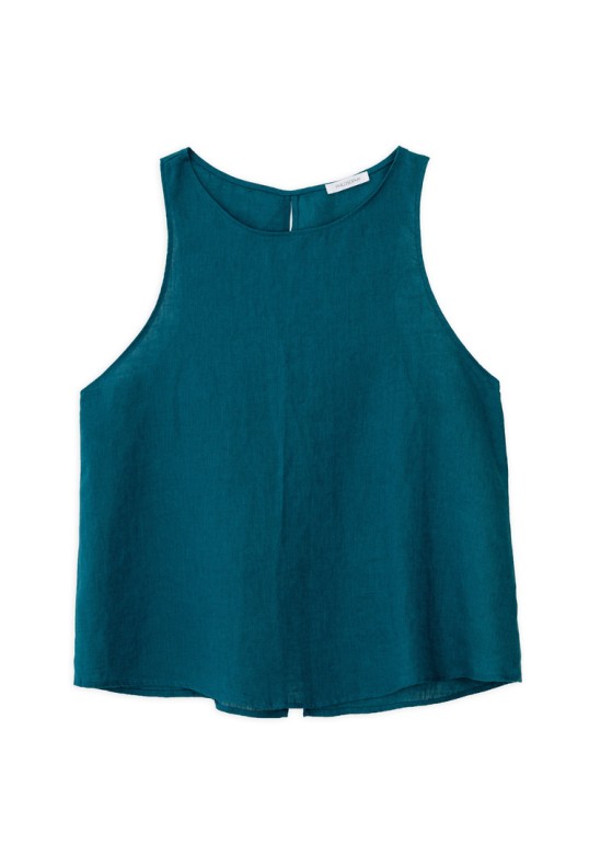 LINEN HALTER NECK TOP EMERALD