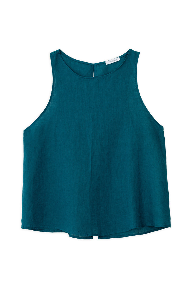 LINEN HALTER NECK TOP EMERALD