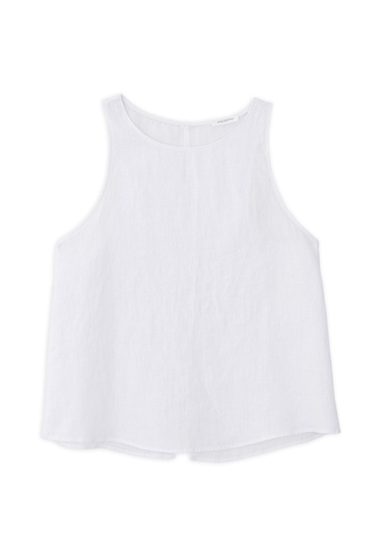 LINEN HALTER NECK TOP WHITE