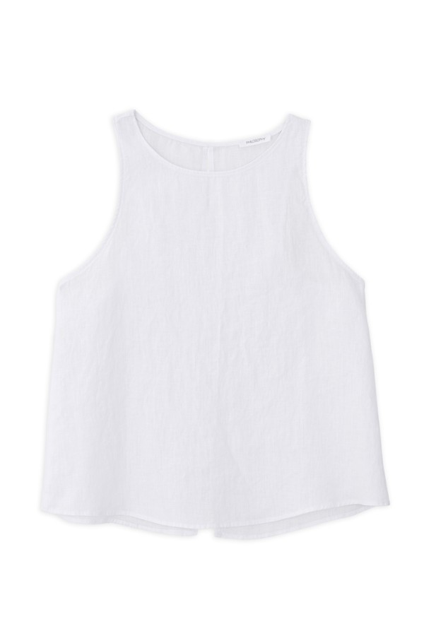LINEN HALTER NECK TOP WHITE