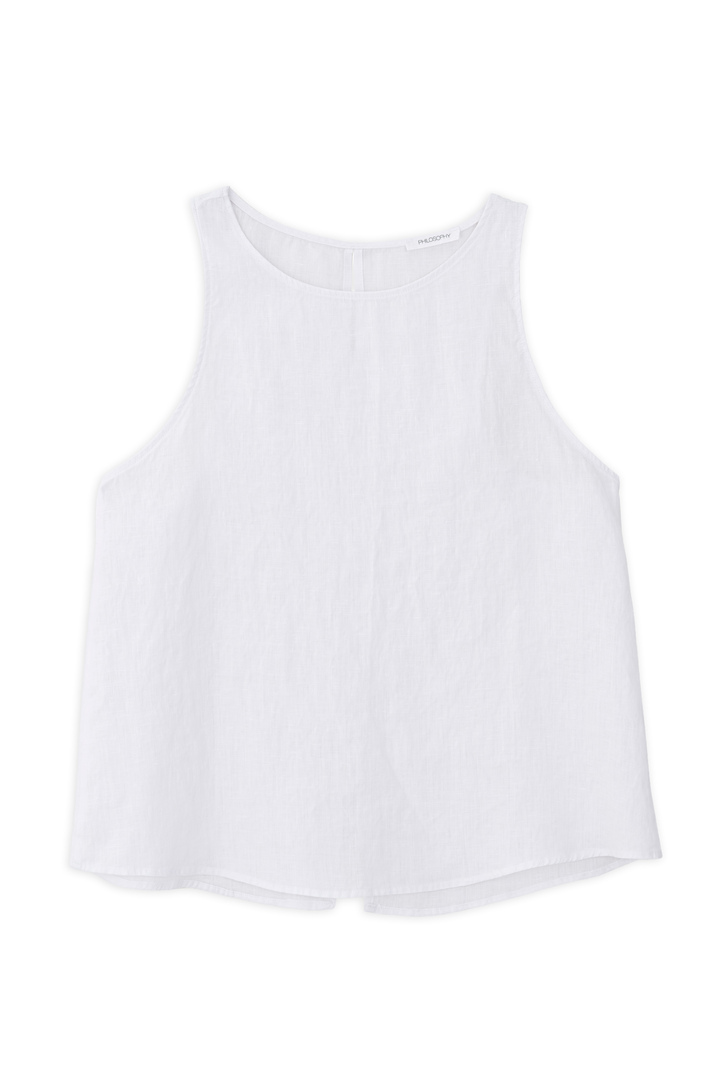 LINEN HALTER NECK TOP WHITE