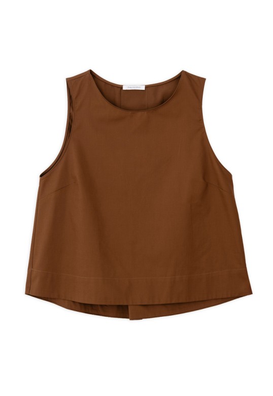 POPLIN CROPPED TOP BROWN
