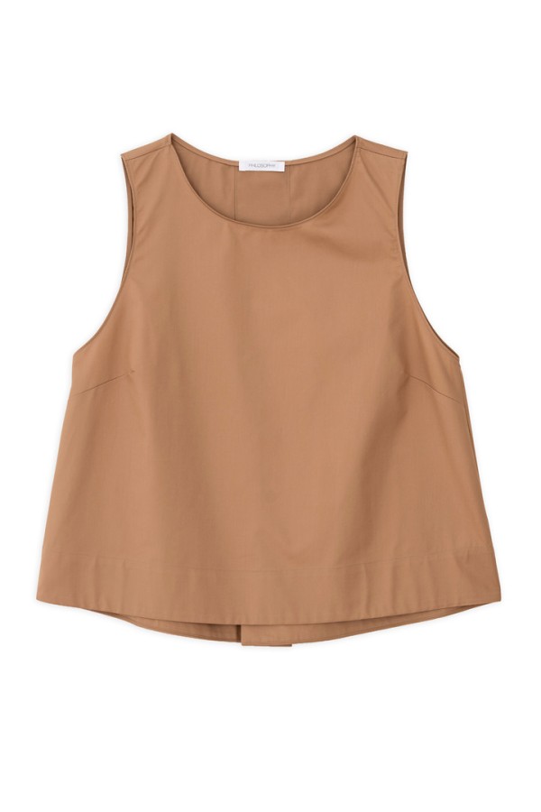 POPLIN CROPPED TOP CAMEL