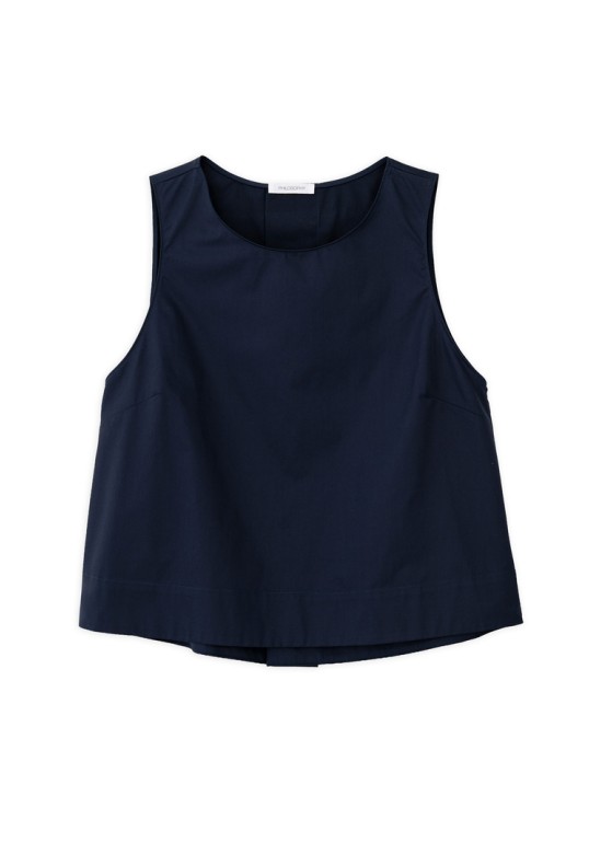 POPLIN CROPPED TOP DARK BLUE