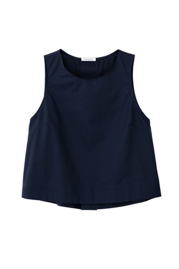 POPLIN CROPPED TOP DARK BLUE