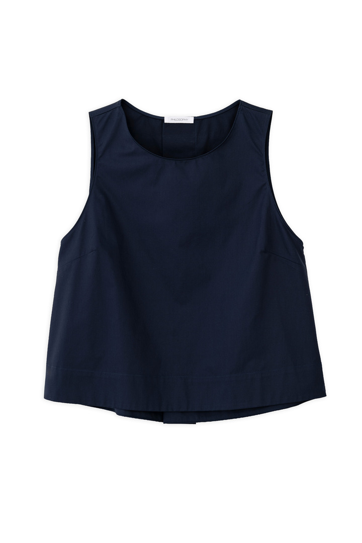 POPLIN CROPPED TOP DARK BLUE