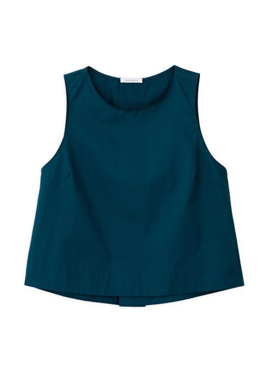 POPLIN CROPPED TOP DARK EMERALD