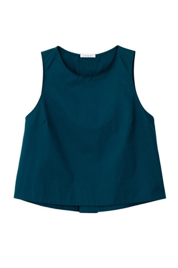 POPLIN CROPPED TOP DARK EMERALD