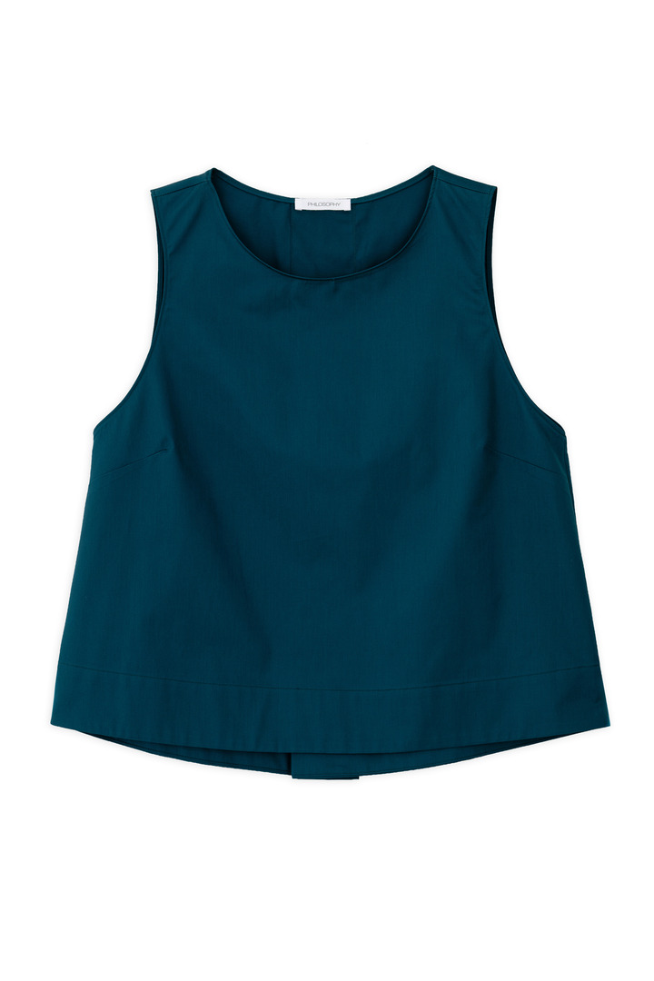 POPLIN CROPPED TOP DARK EMERALD