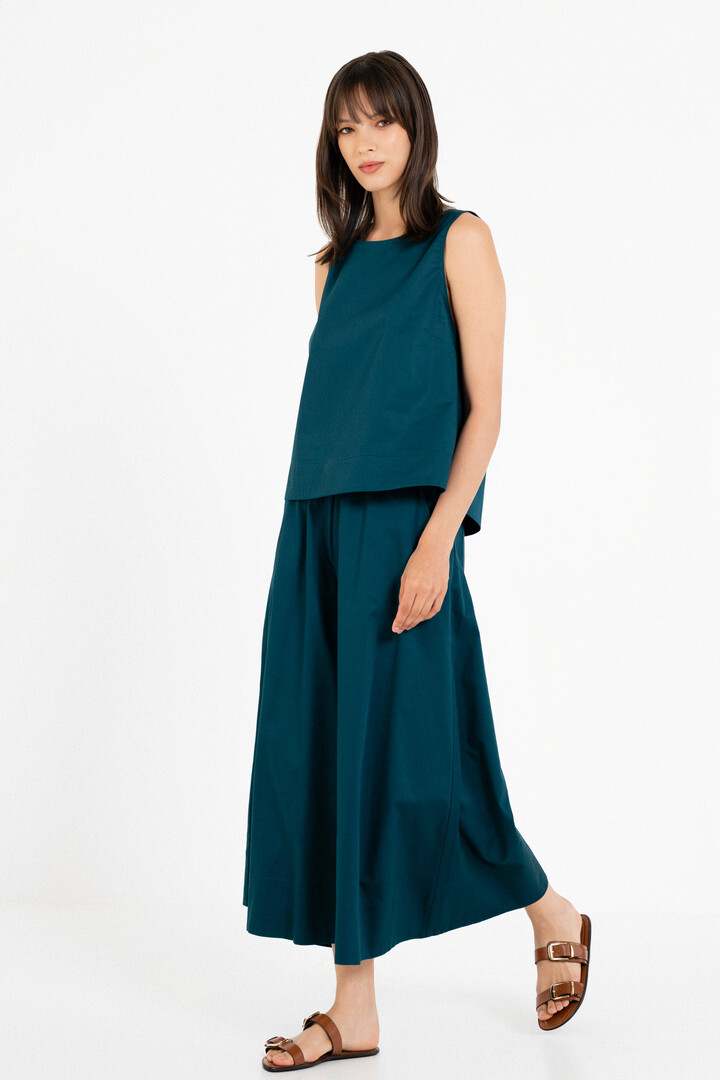 POPLIN CROPPED TOP DARK EMERALD