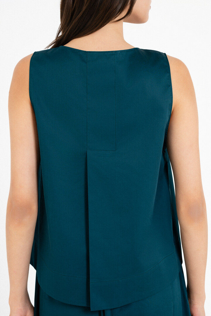 POPLIN CROPPED TOP DARK EMERALD