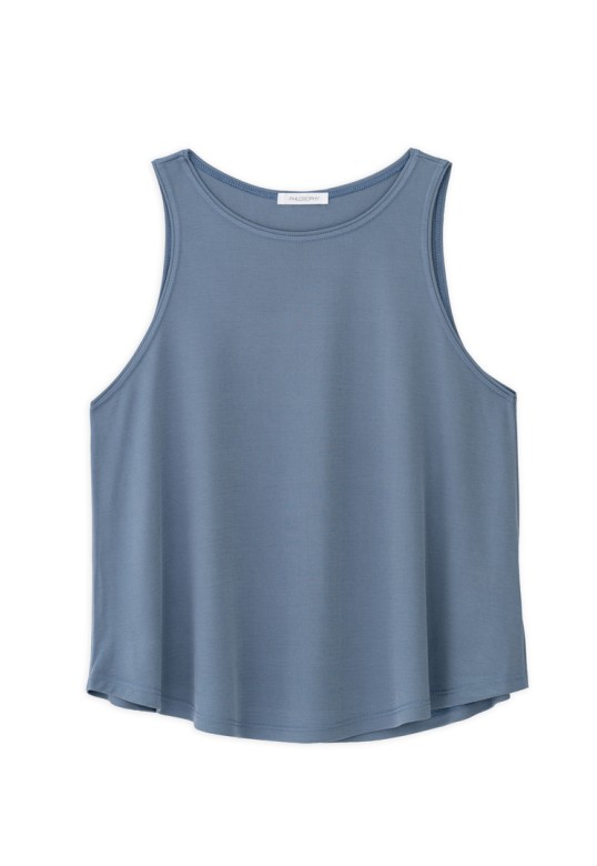 RIB HALTER NECK TOP DUSTY BLUE