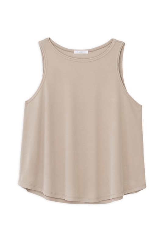 RIB HALTER NECK TOP LIGHT BEIGE