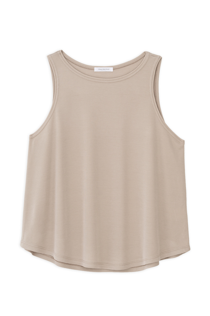 RIB HALTER NECK TOP LIGHT BEIGE