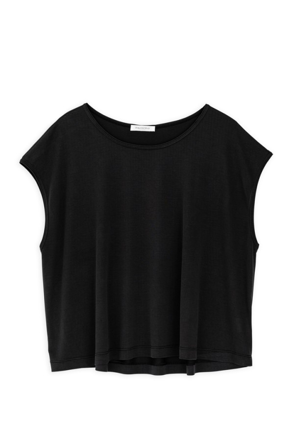 BASIC CUPRO CROPPED TOP OFF BLACK
