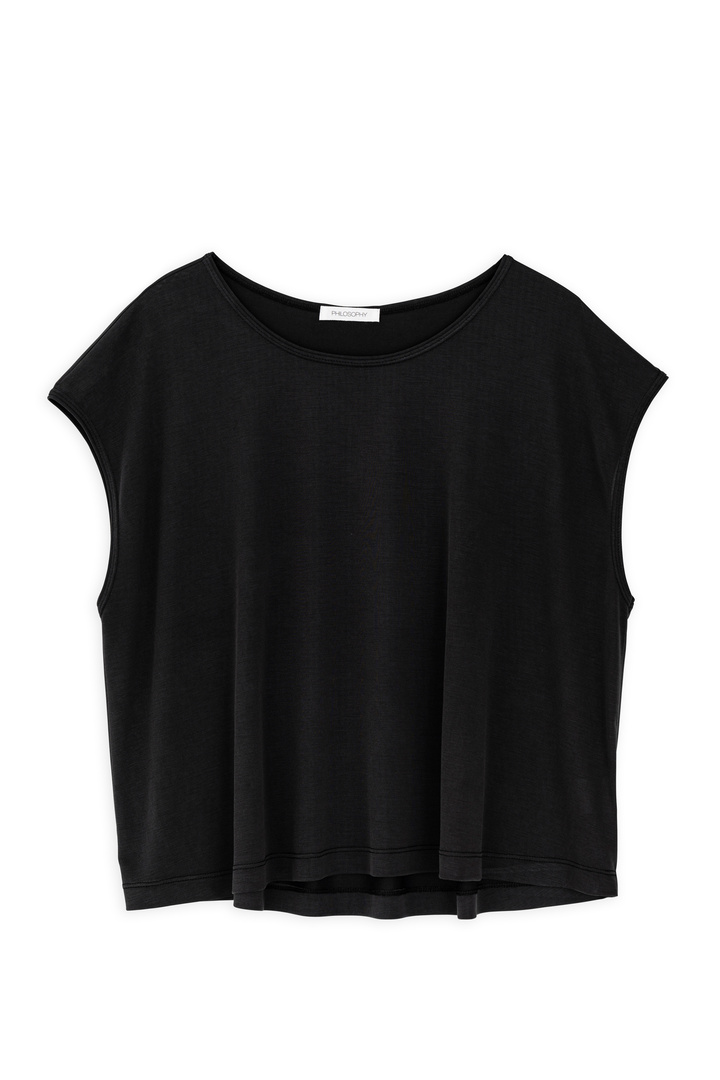 BASIC CUPRO CROPPED TOP OFF BLACK