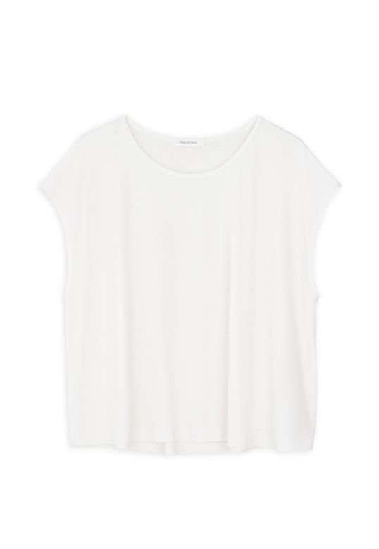 BASIC CUPRO CROPPED TOP OFF WHITE