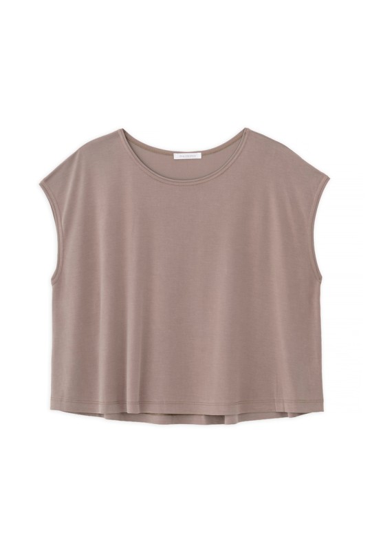 BASIC CUPRO CROPPED TOP TAUPE