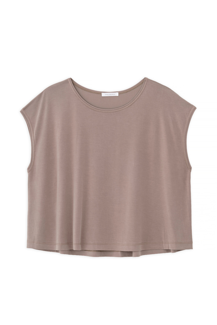 BASIC CUPRO CROPPED TOP TAUPE