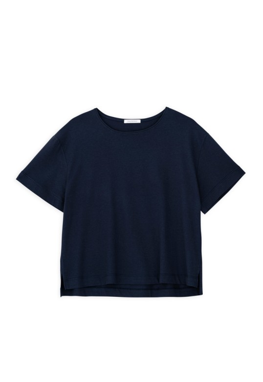 ORGANIC JERSEY CROPPED T-SHIRT DARK BLUE