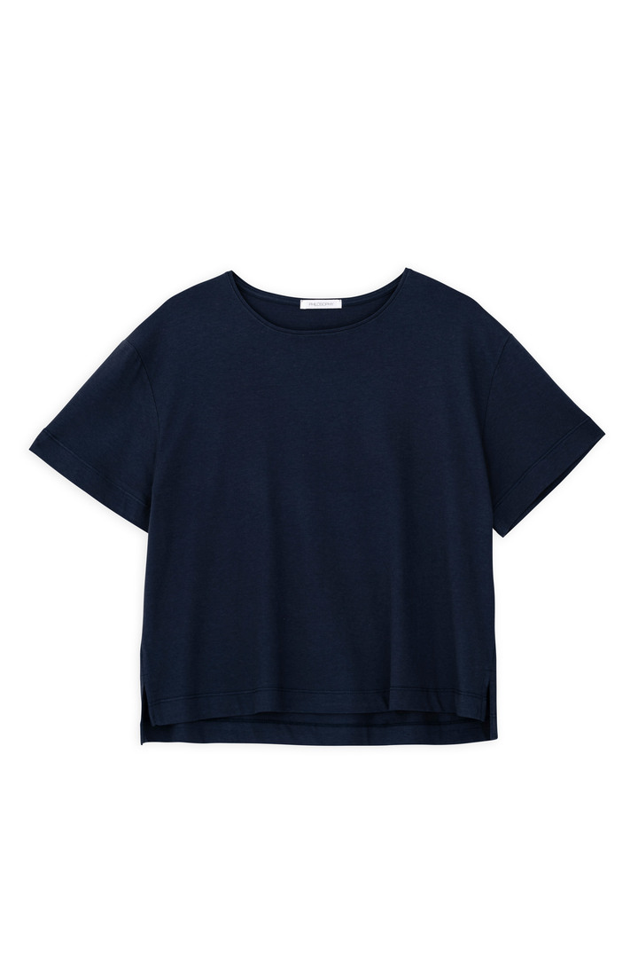 ORGANIC JERSEY CROPPED T-SHIRT DARK BLUE