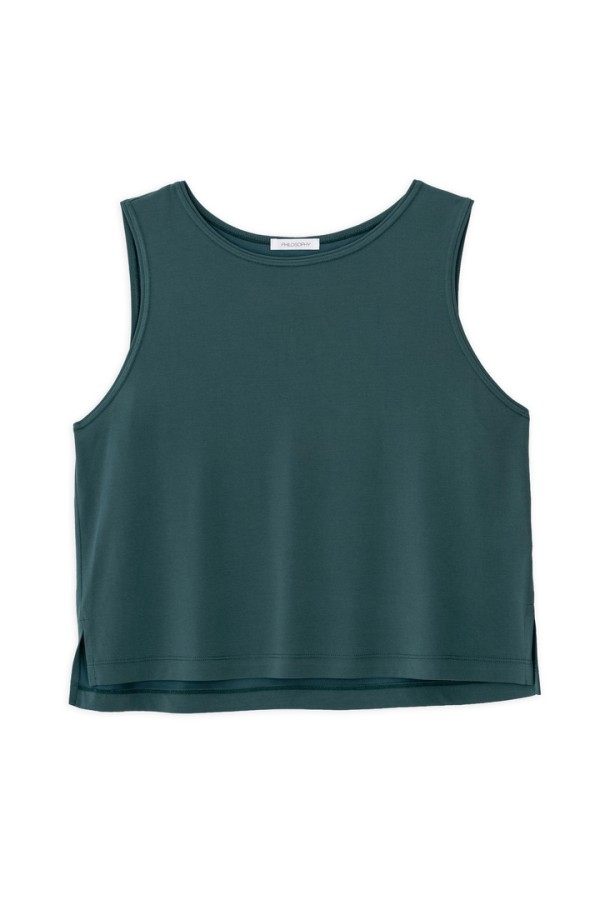 BASIC CUPRO SLEEVELESS CROPPED TOP GREEN