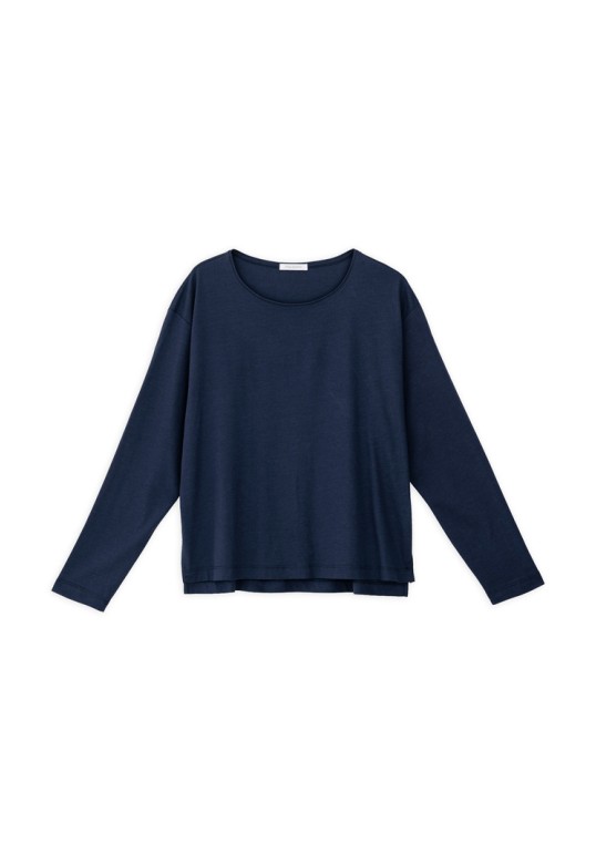 ORGANIC JERSEY CROPPED TOP DARK BLUE