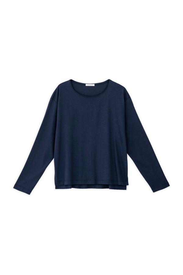 ORGANIC JERSEY CROPPED TOP DARK BLUE
