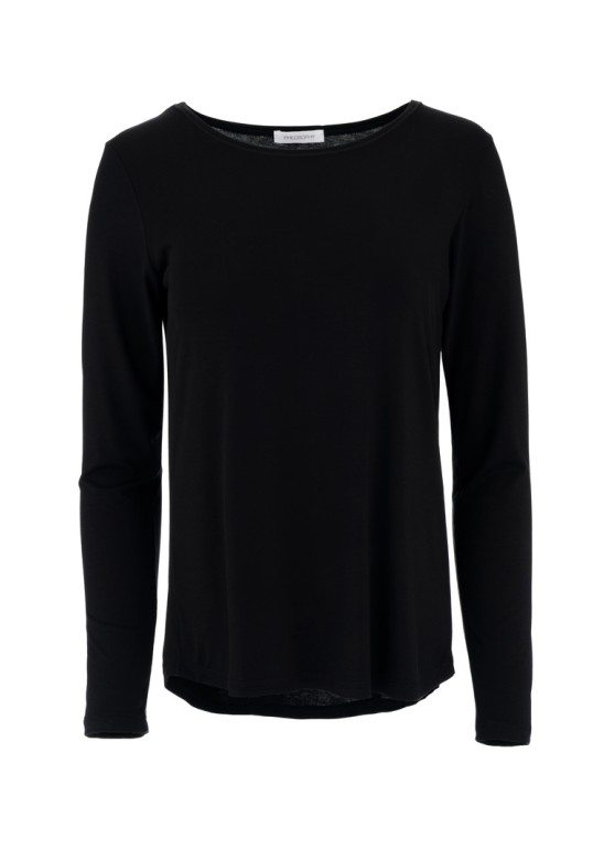 LYOCELL JERSEY ROUND NECK TOP BLACK