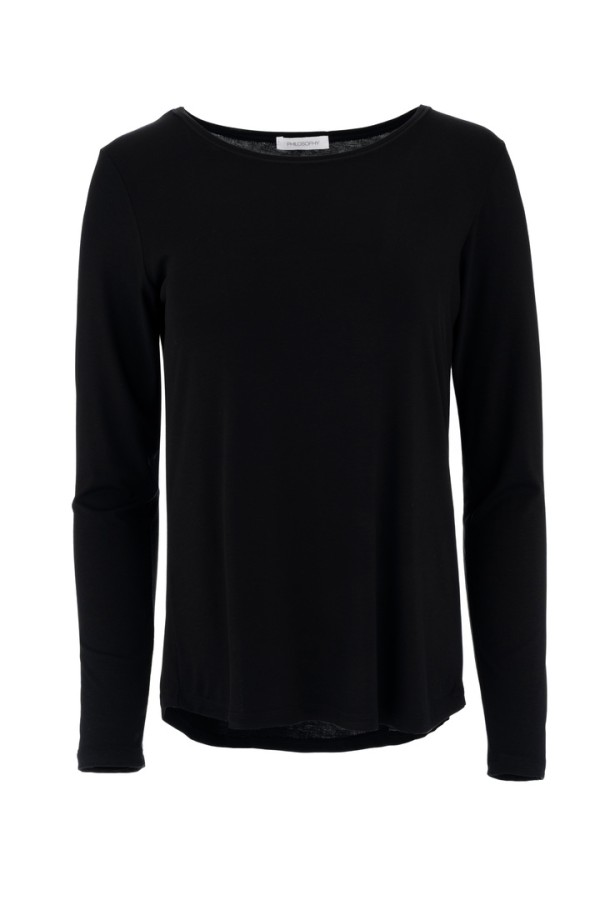 LYOCELL JERSEY ROUND NECK TOP BLACK